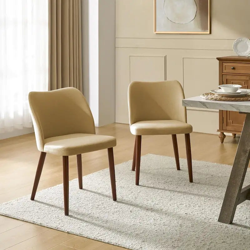 Upholstered Solid Wood Dining Chair Set of 2