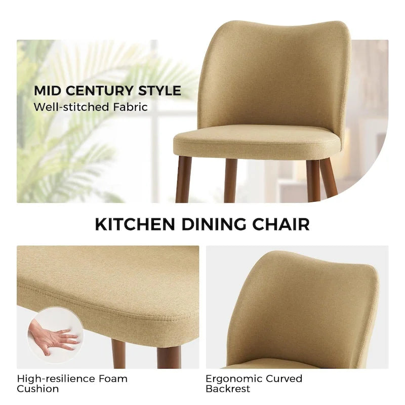 Upholstered Solid Wood Dining Chair Set of 2