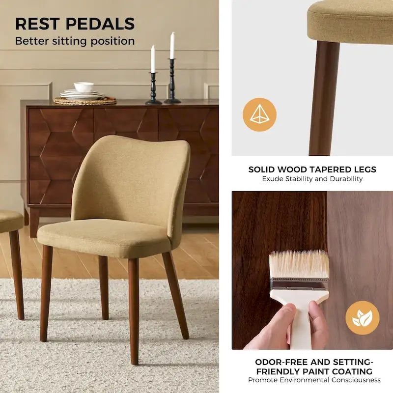 Upholstered Solid Wood Dining Chair Set of 2