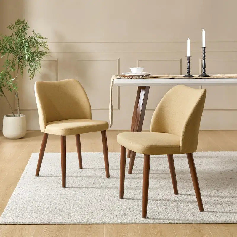 Upholstered Solid Wood Dining Chair Set of 2