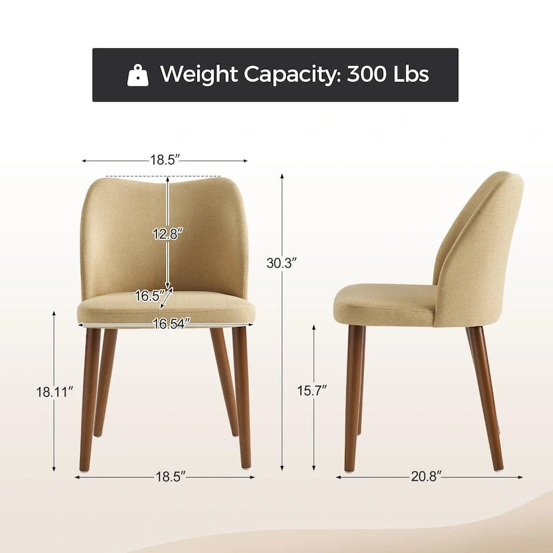 Upholstered Solid Wood Dining Chair Set of 2