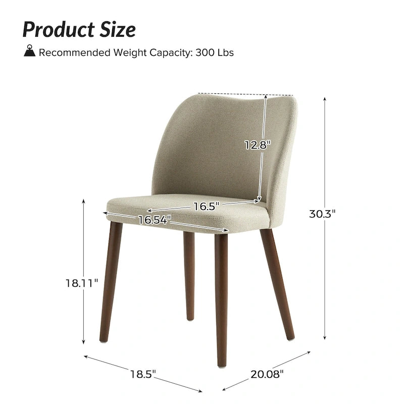 Upholstered Solid Wood Dining Chair Set of 2