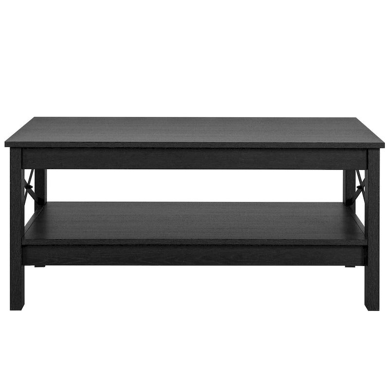 Wood Accent Coffee Table with Large Storage Shelf