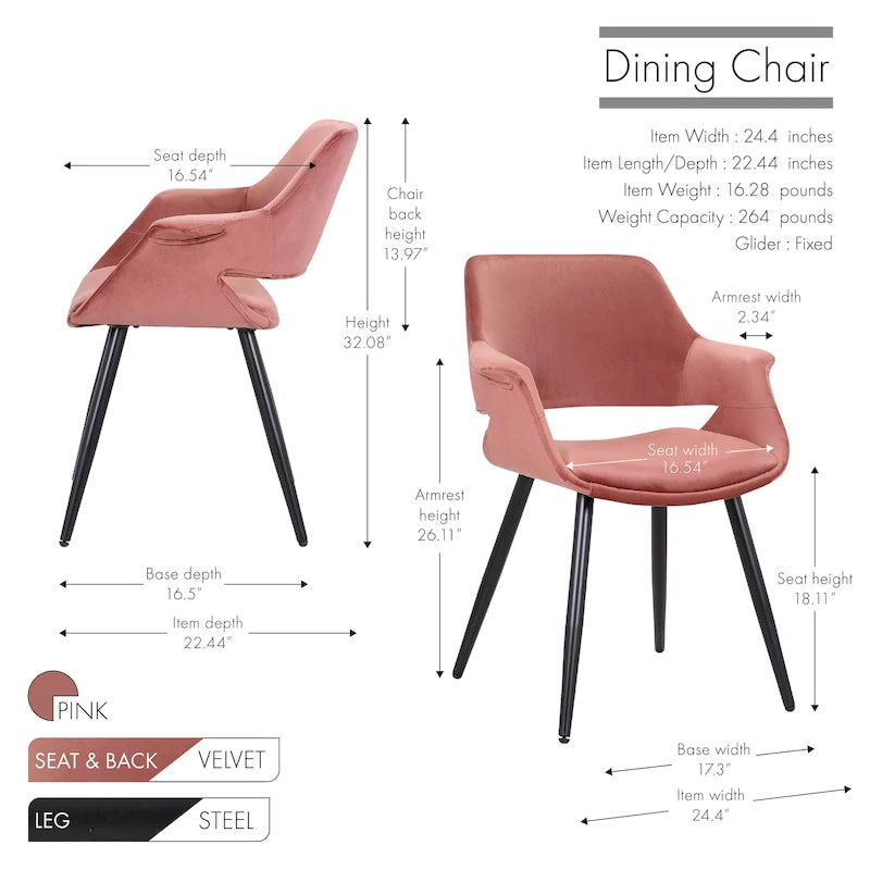 Velvet Mid-century Dining Chair