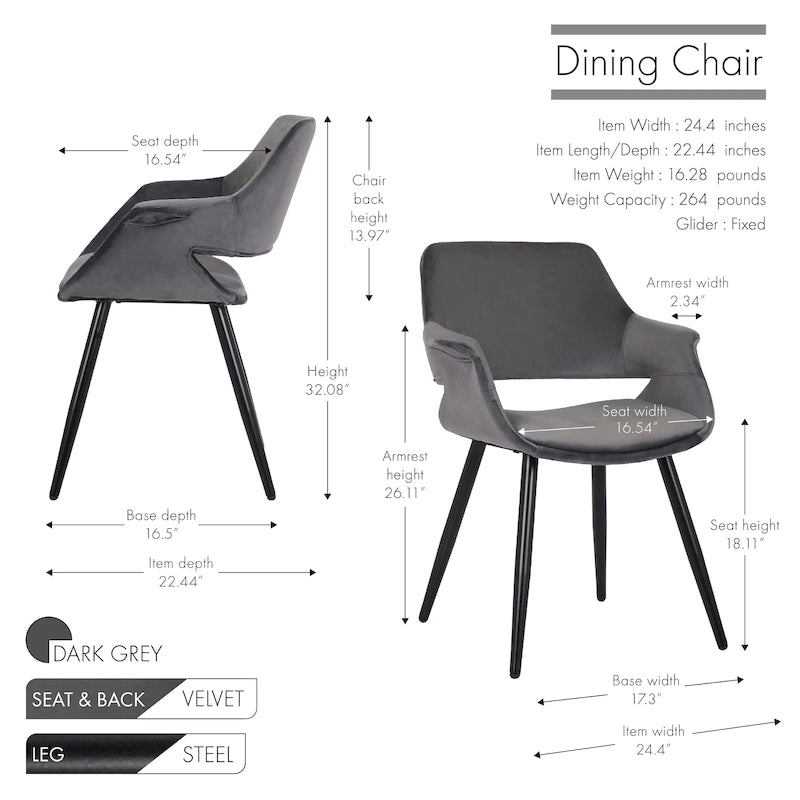 Velvet Mid-century Dining Chair