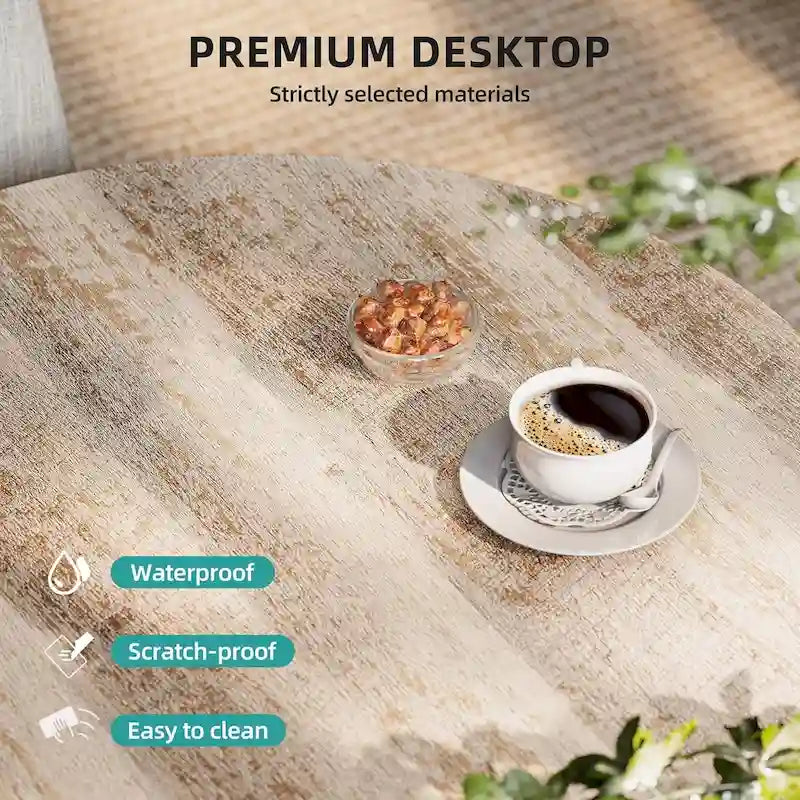 Tavolino da caffè rotondo industriale a 2 ripiani con mensola