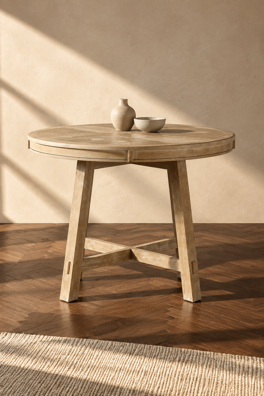 Tavolo da pranzo rotondo allungabile con prolunga in legno da 16