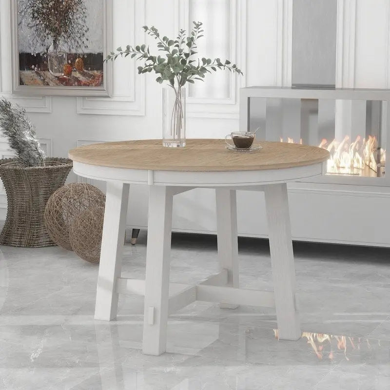 Tavolo da pranzo rotondo allungabile con prolunga in legno da 16
