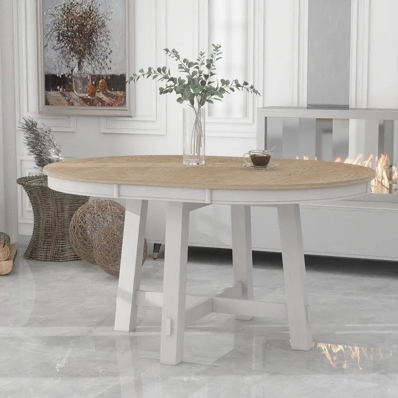 Tavolo da pranzo rotondo allungabile con prolunga in legno da 16
