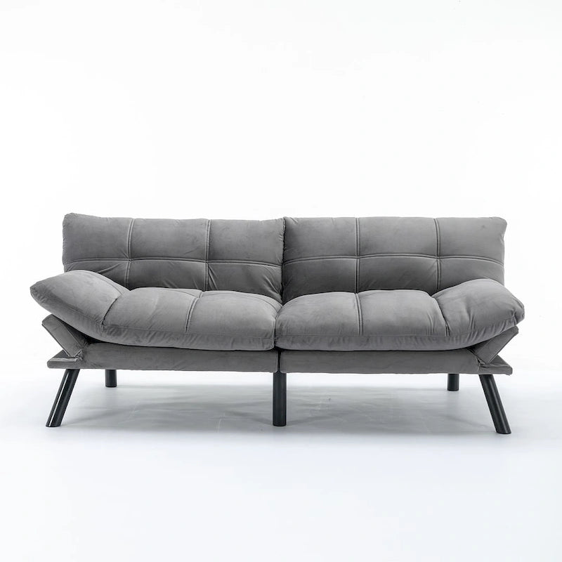 70.87 futon-slaapbank, opvouwbare schuimrubberen bank, converteerbare loveseat-slaapbank met verstelbare armleuningen voor kleine ruimtes