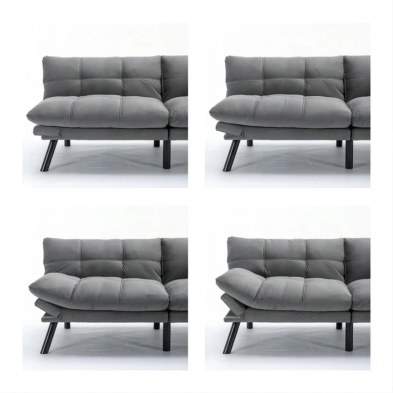 70.87 futon-slaapbank, opvouwbare schuimrubberen bank, converteerbare loveseat-slaapbank met verstelbare armleuningen voor kleine ruimtes