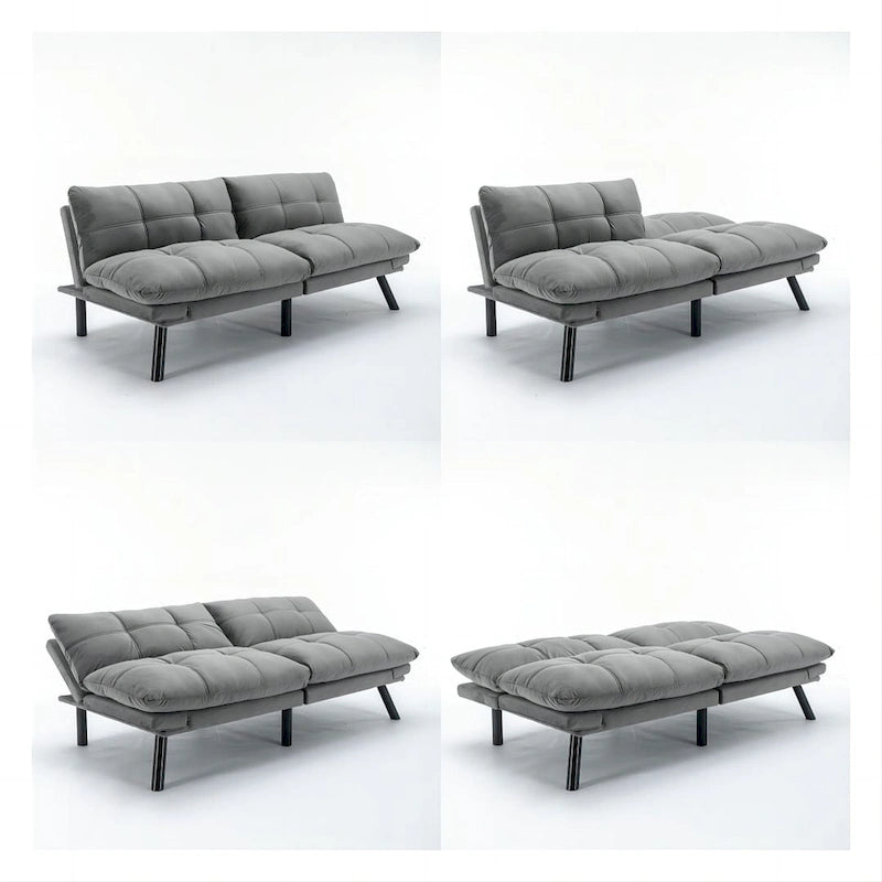 70.87 futon-slaapbank, opvouwbare schuimrubberen bank, converteerbare loveseat-slaapbank met verstelbare armleuningen voor kleine ruimtes