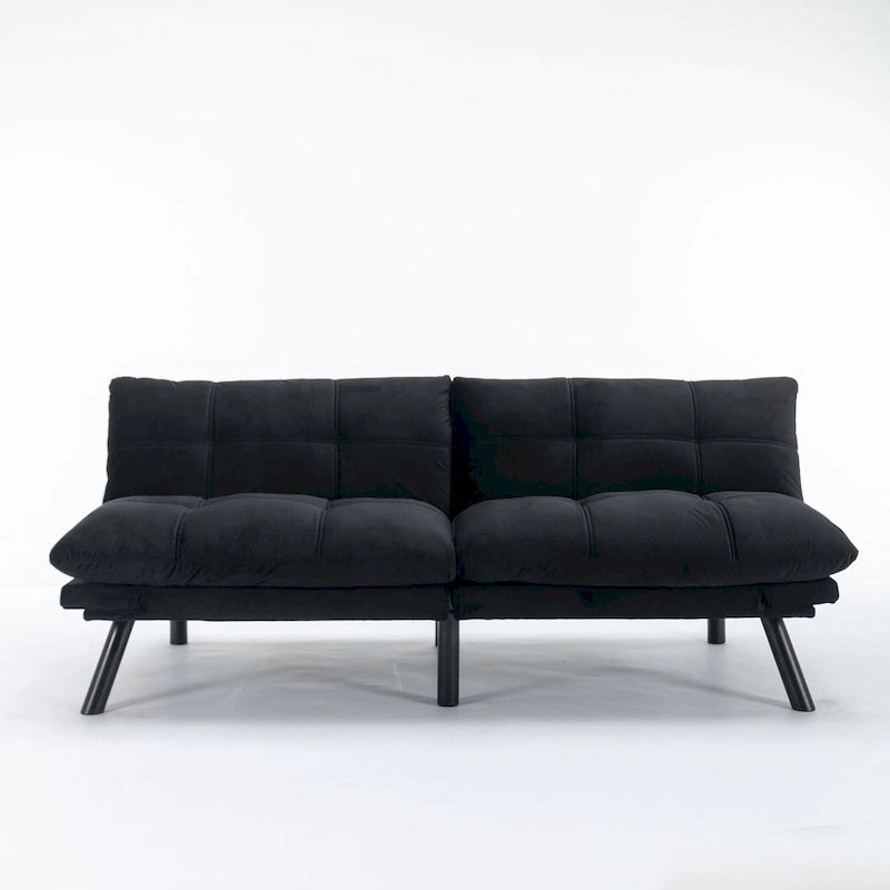 70.87 futon-slaapbank, opvouwbare schuimrubberen bank, converteerbare loveseat-slaapbank met verstelbare armleuningen voor kleine ruimtes