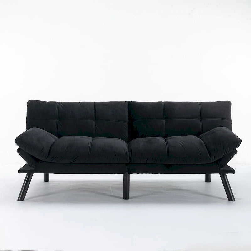 70.87 futon-slaapbank, opvouwbare schuimrubberen bank, converteerbare loveseat-slaapbank met verstelbare armleuningen voor kleine ruimtes