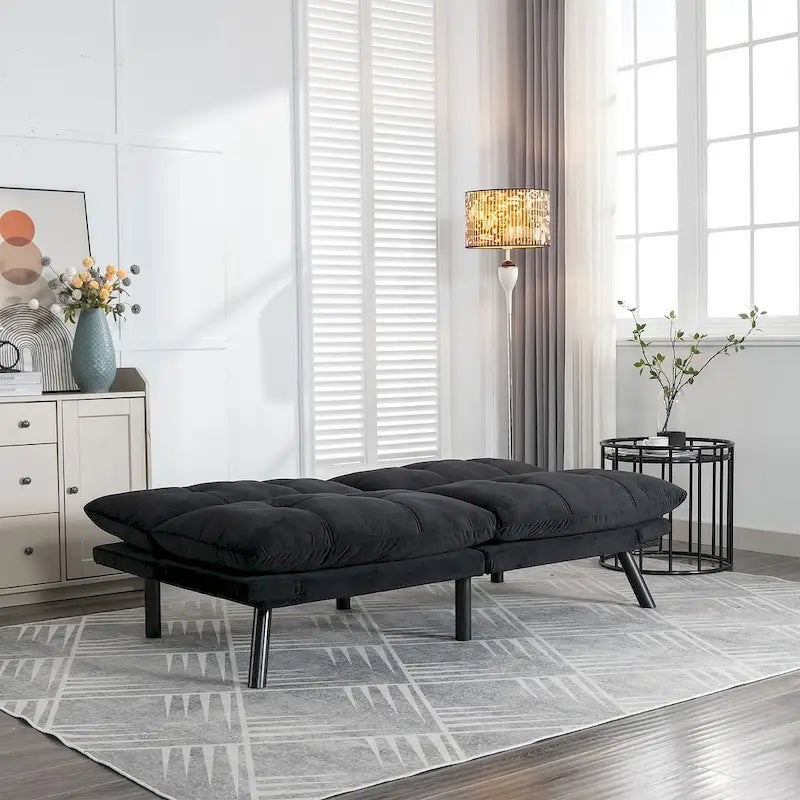 70.87 futon-slaapbank, opvouwbare schuimrubberen bank, converteerbare loveseat-slaapbank met verstelbare armleuningen voor kleine ruimtes