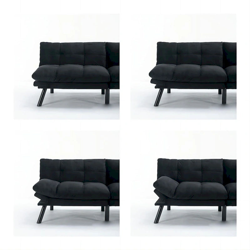 70.87 futon-slaapbank, opvouwbare schuimrubberen bank, converteerbare loveseat-slaapbank met verstelbare armleuningen voor kleine ruimtes