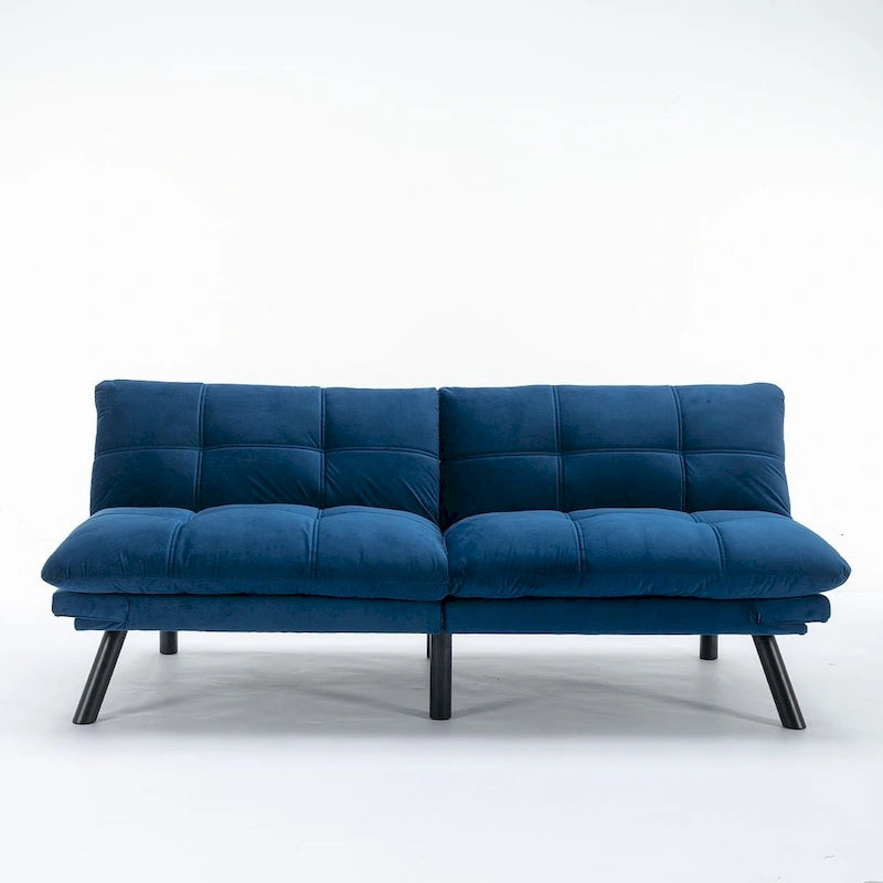 70.87 futon-slaapbank, opvouwbare schuimrubberen bank, converteerbare loveseat-slaapbank met verstelbare armleuningen voor kleine ruimtes