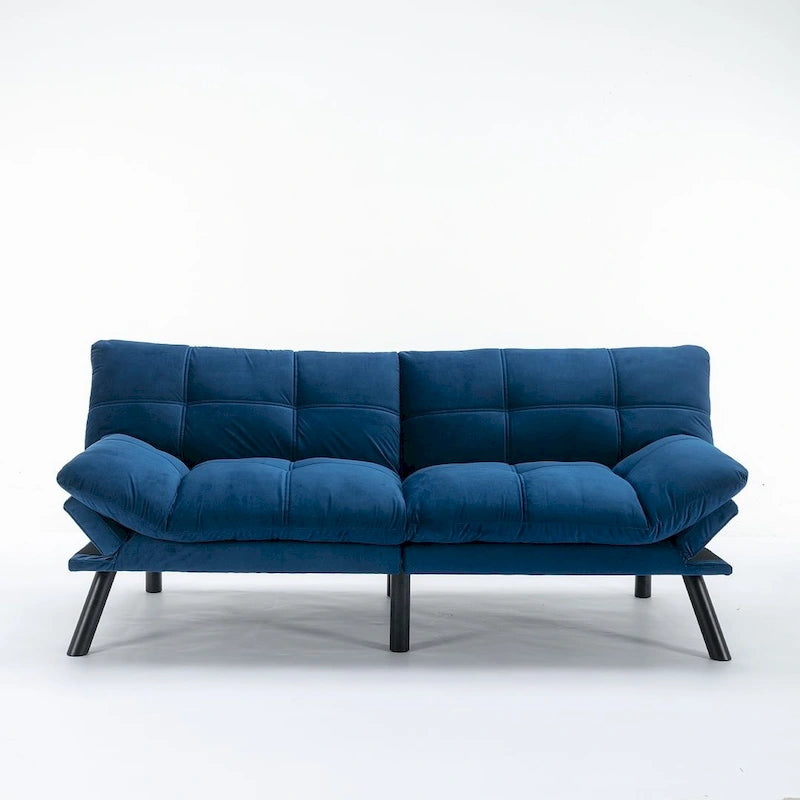 70.87 futon-slaapbank, opvouwbare schuimrubberen bank, converteerbare loveseat-slaapbank met verstelbare armleuningen voor kleine ruimtes