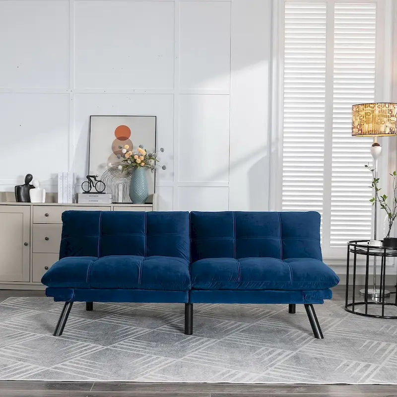 70.87 futon-slaapbank, opvouwbare schuimrubberen bank, converteerbare loveseat-slaapbank met verstelbare armleuningen voor kleine ruimtes