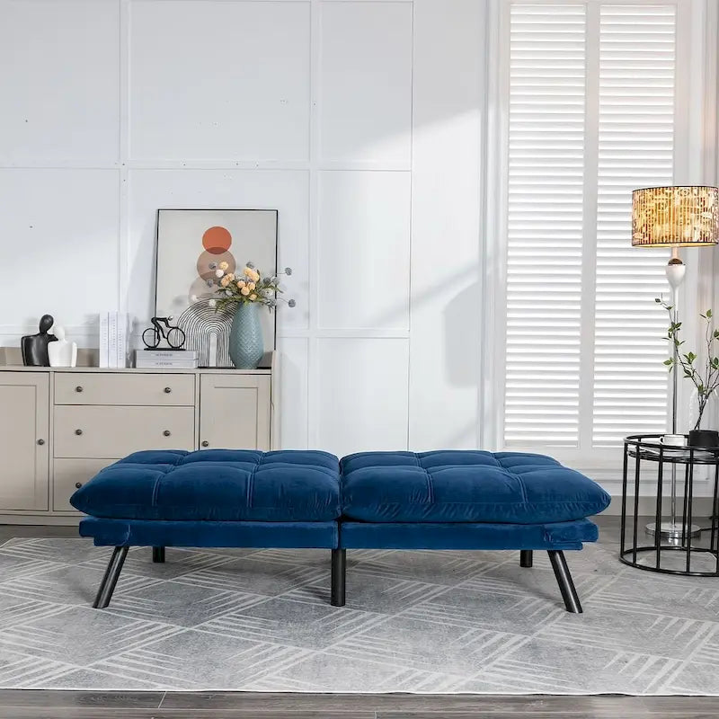 70.87 futon-slaapbank, opvouwbare schuimrubberen bank, converteerbare loveseat-slaapbank met verstelbare armleuningen voor kleine ruimtes
