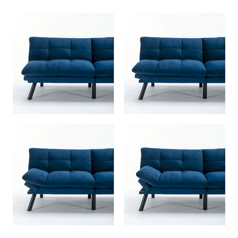 70.87 futon-slaapbank, opvouwbare schuimrubberen bank, converteerbare loveseat-slaapbank met verstelbare armleuningen voor kleine ruimtes