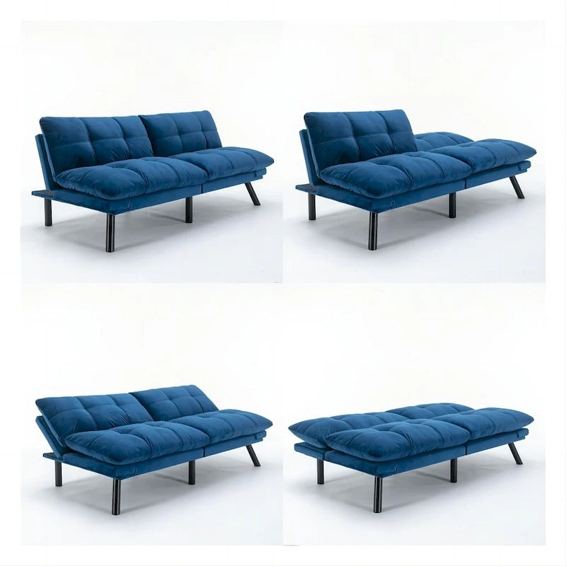 70.87 futon-slaapbank, opvouwbare schuimrubberen bank, converteerbare loveseat-slaapbank met verstelbare armleuningen voor kleine ruimtes