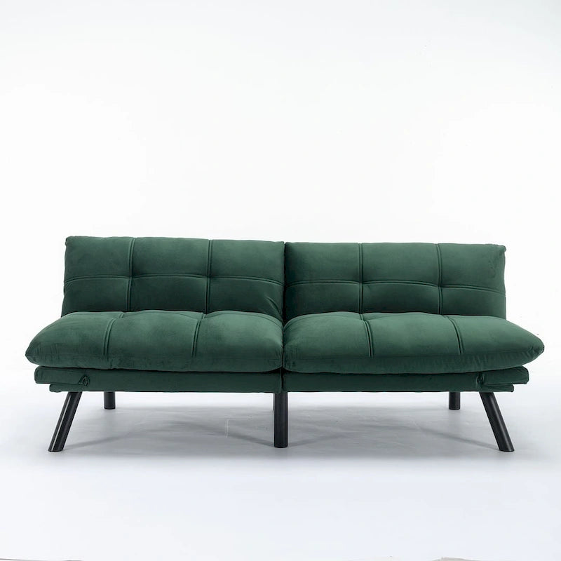 70.87 futon-slaapbank, opvouwbare schuimrubberen bank, converteerbare loveseat-slaapbank met verstelbare armleuningen voor kleine ruimtes