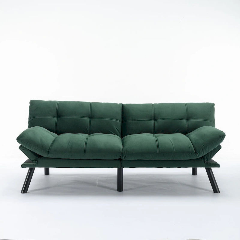 70.87 futon-slaapbank, opvouwbare schuimrubberen bank, converteerbare loveseat-slaapbank met verstelbare armleuningen voor kleine ruimtes