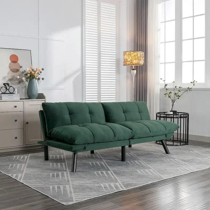 70.87 futon-slaapbank, opvouwbare schuimrubberen bank, converteerbare loveseat-slaapbank met verstelbare armleuningen voor kleine ruimtes