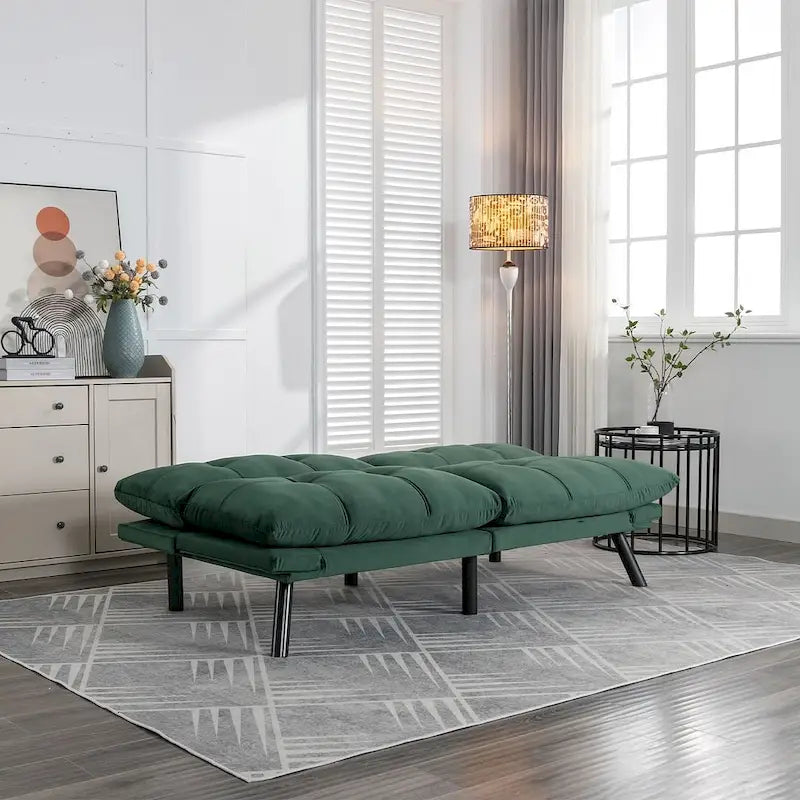 70.87 futon-slaapbank, opvouwbare schuimrubberen bank, converteerbare loveseat-slaapbank met verstelbare armleuningen voor kleine ruimtes