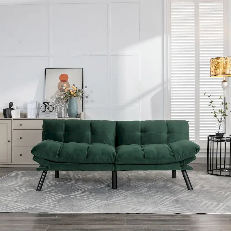 70.87 futon-slaapbank, opvouwbare schuimrubberen bank, converteerbare loveseat-slaapbank met verstelbare armleuningen voor kleine ruimtes