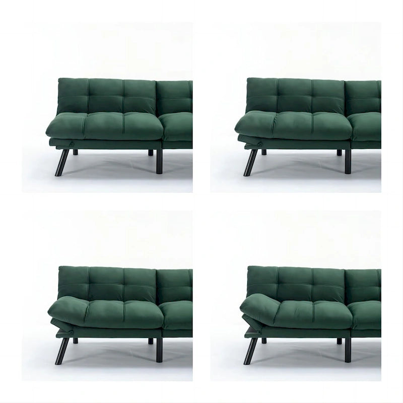 70.87 futon-slaapbank, opvouwbare schuimrubberen bank, converteerbare loveseat-slaapbank met verstelbare armleuningen voor kleine ruimtes