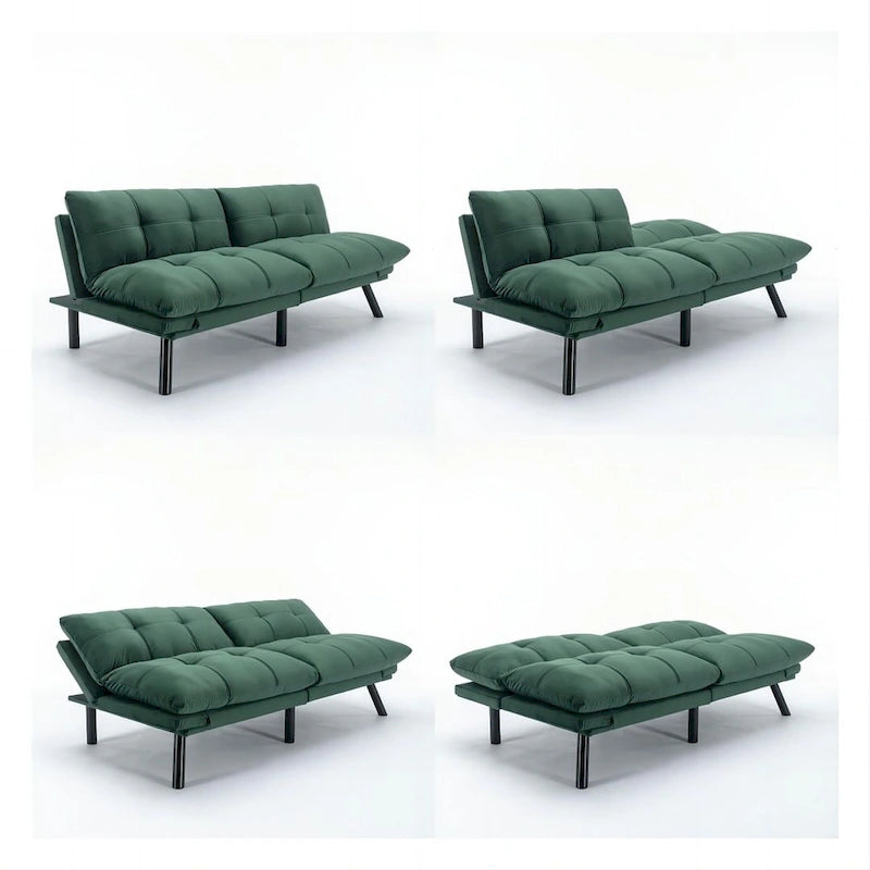 70.87 futon-slaapbank, opvouwbare schuimrubberen bank, converteerbare loveseat-slaapbank met verstelbare armleuningen voor kleine ruimtes