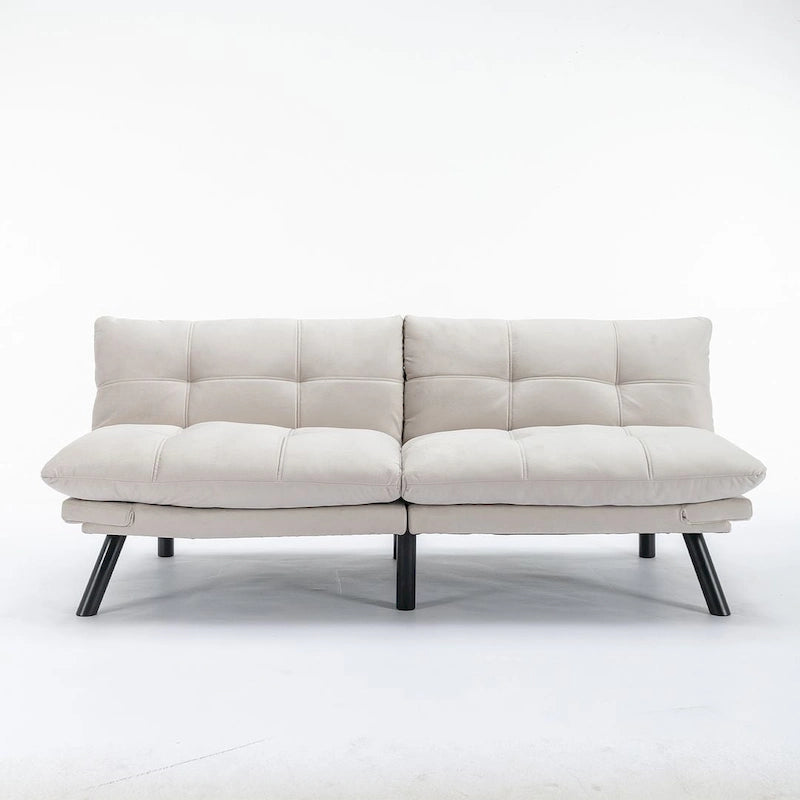 70.87 futon-slaapbank, opvouwbare schuimrubberen bank, converteerbare loveseat-slaapbank met verstelbare armleuningen voor kleine ruimtes