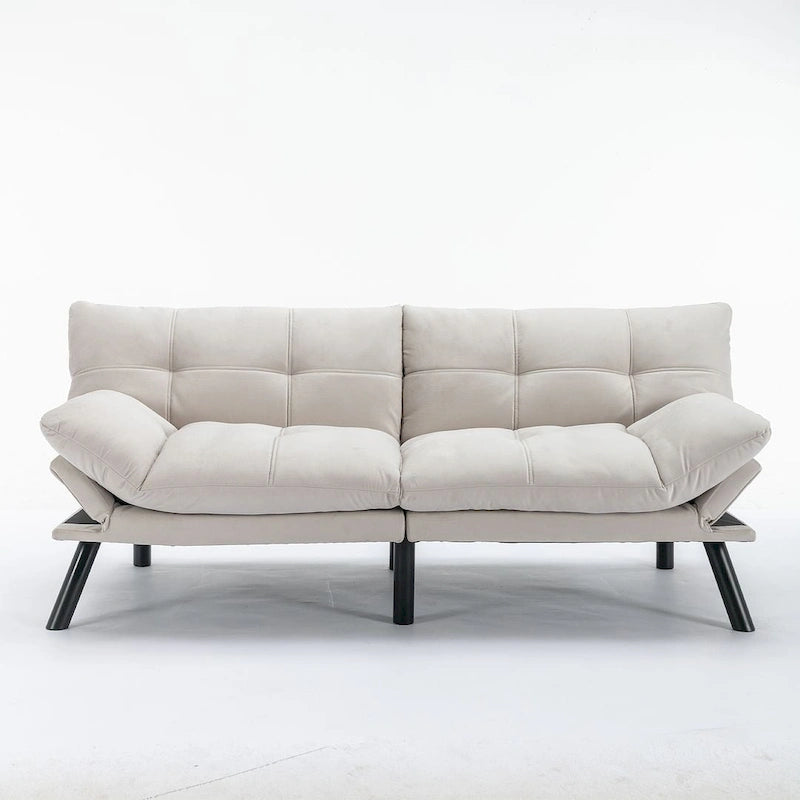 70.87 futon-slaapbank, opvouwbare schuimrubberen bank, converteerbare loveseat-slaapbank met verstelbare armleuningen voor kleine ruimtes
