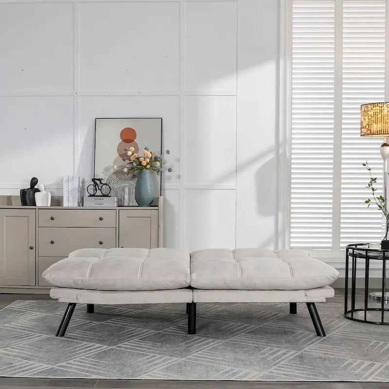 70.87 futon-slaapbank, opvouwbare schuimrubberen bank, converteerbare loveseat-slaapbank met verstelbare armleuningen voor kleine ruimtes