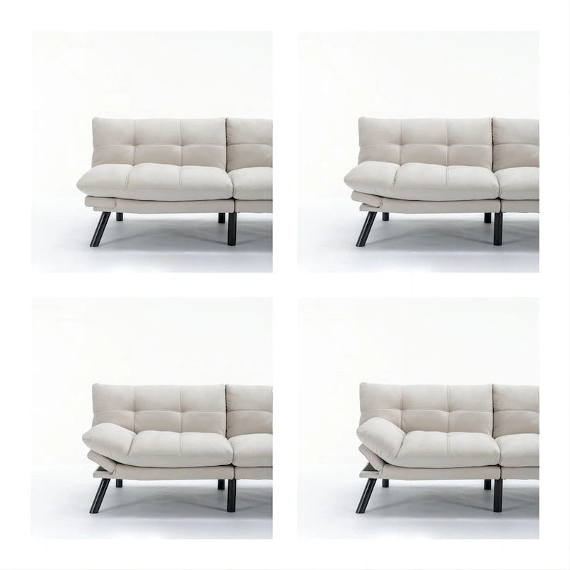 70.87 futon-slaapbank, opvouwbare schuimrubberen bank, converteerbare loveseat-slaapbank met verstelbare armleuningen voor kleine ruimtes