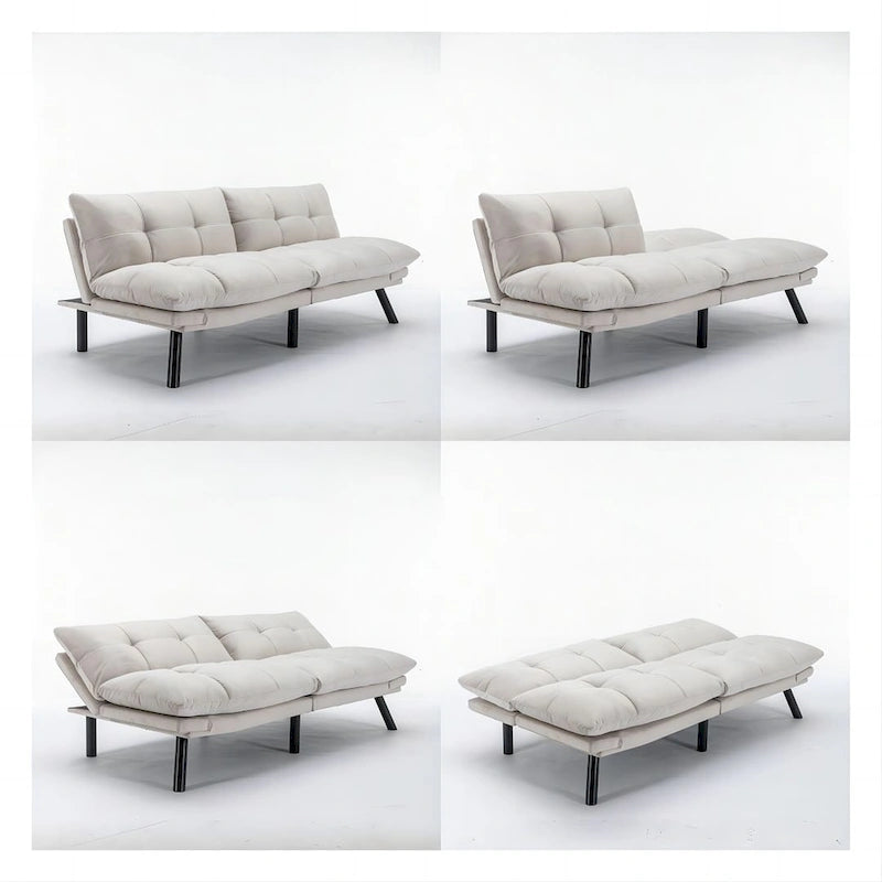 70.87 futon-slaapbank, opvouwbare schuimrubberen bank, converteerbare loveseat-slaapbank met verstelbare armleuningen voor kleine ruimtes
