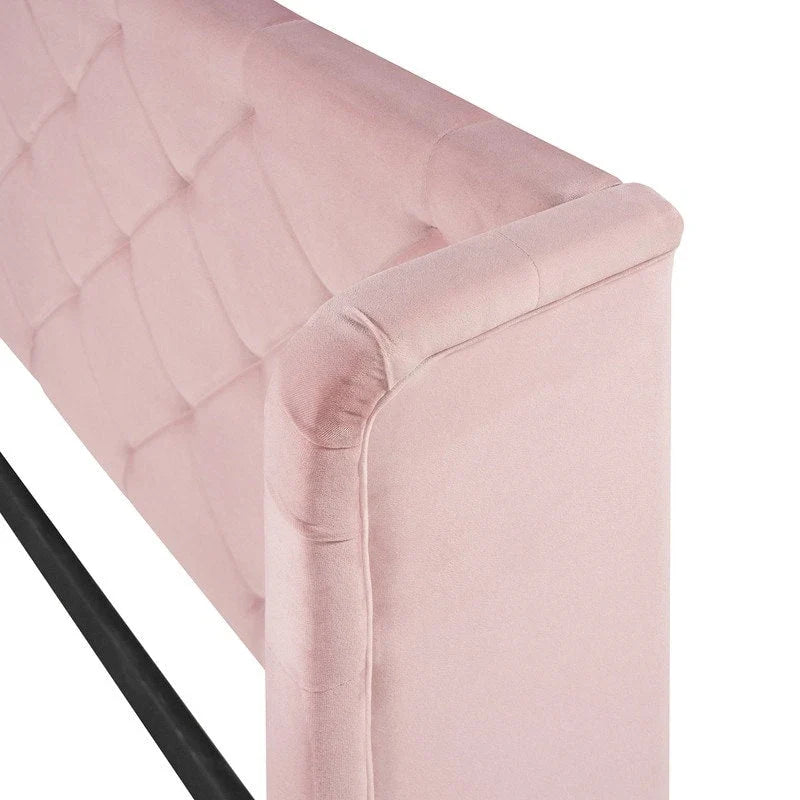 Letto a piattaforma matrimoniale queen size con testiera ad ali e un cassetto grande