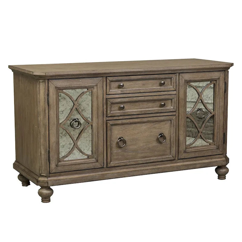 Buffet blanc, marron et taupe chiné Simply Elegant