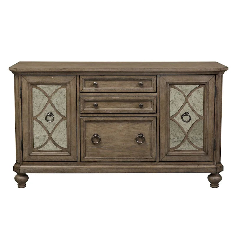 Buffet blanc, marron et taupe chiné Simply Elegant