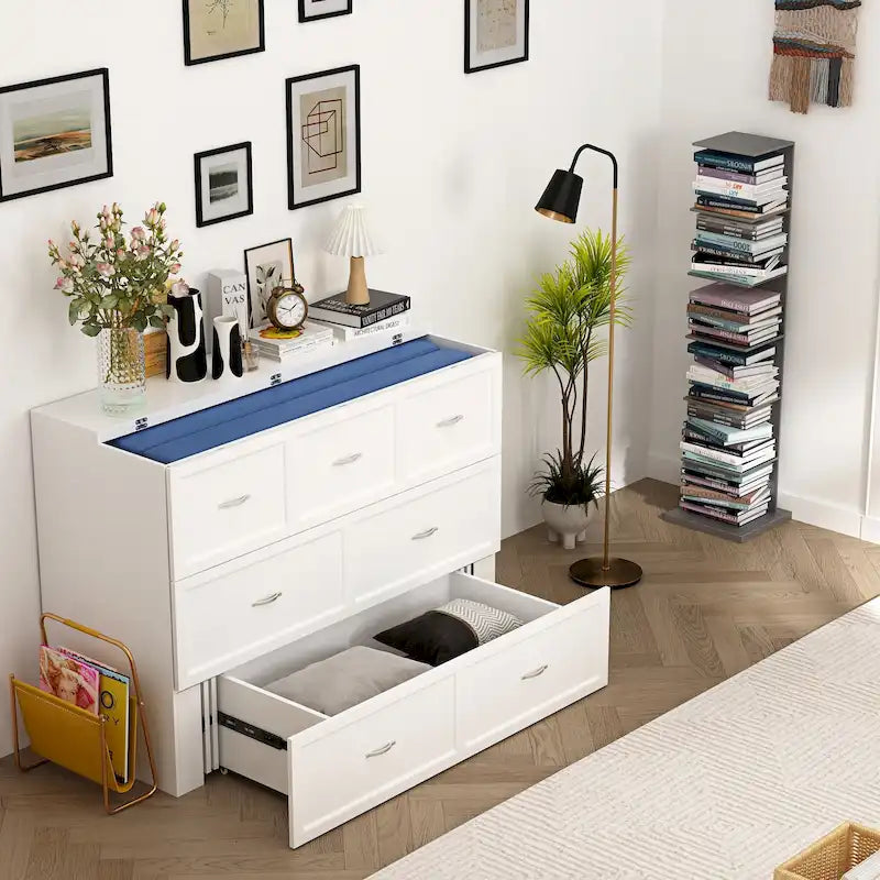 Bettkasten-Kommode für ein Full-Size-Bett mit Schublade, in Würfelschrank umwandelbar