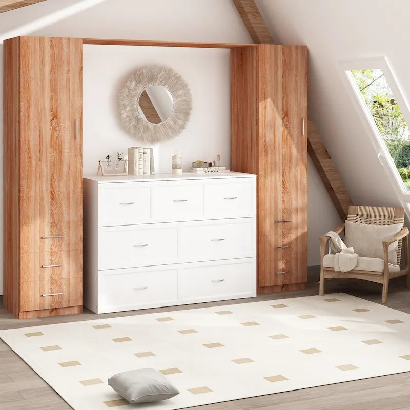 Bettkasten-Kommode für ein Full-Size-Bett mit Schublade, in Würfelschrank umwandelbar