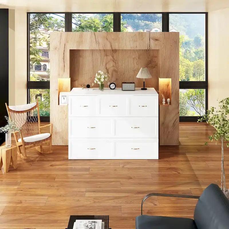 Bettkasten-Kommode für ein Full-Size-Bett mit Schublade, in Würfelschrank umwandelbar