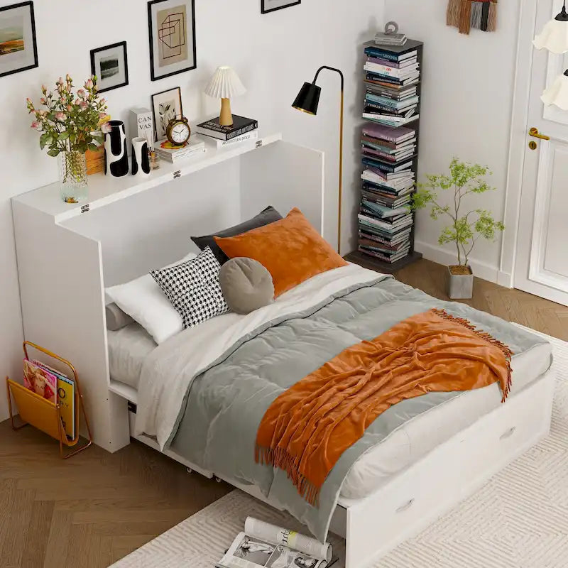 Bettkasten-Kommode für ein Full-Size-Bett mit Schublade, in Würfelschrank umwandelbar