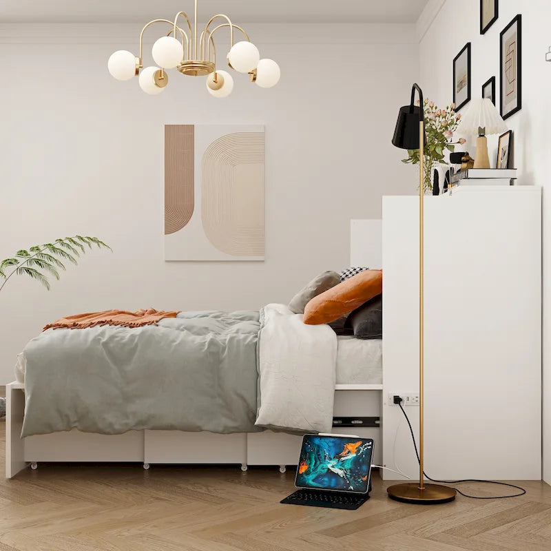 Bettkasten-Kommode für ein Full-Size-Bett mit Schublade, in Würfelschrank umwandelbar