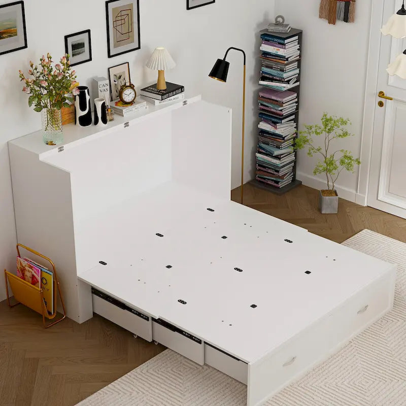 Bettkasten-Kommode für ein Full-Size-Bett mit Schublade, in Würfelschrank umwandelbar
