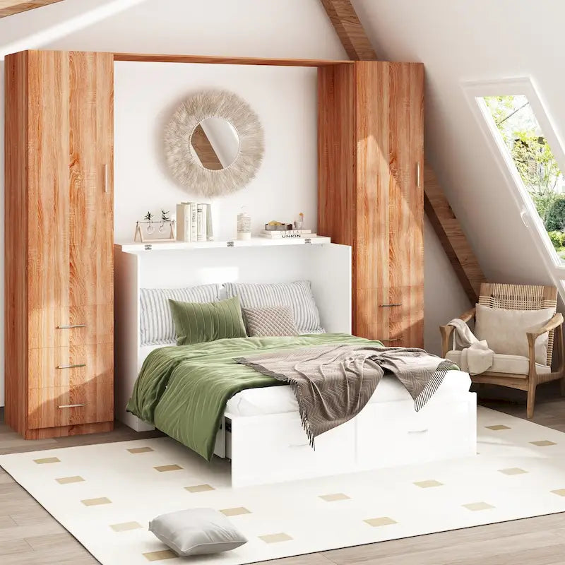 Bettkasten-Kommode für ein Full-Size-Bett mit Schublade, in Würfelschrank umwandelbar