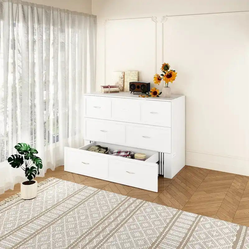 Bettkasten-Kommode für ein Full-Size-Bett mit Schublade, in Würfelschrank umwandelbar
