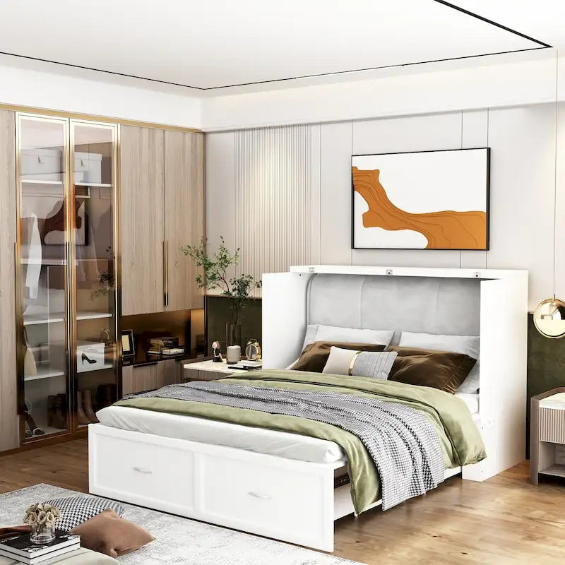 Bettkasten-Kommode für ein Full-Size-Bett mit Schublade, in Würfelschrank umwandelbar